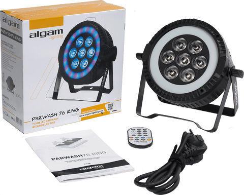 ALGAM LIGHTING - PARWASH76-RING | LED-PAR-Wash (7 x 6W RGBW) mit RGB-LED-Ring - Lightronic Showequipment